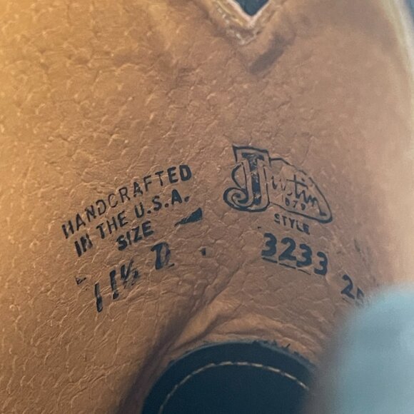 Justin Boots Men's 10" Ropers Round-toe Boot Black Size 11.5 - Picture 7 of 12